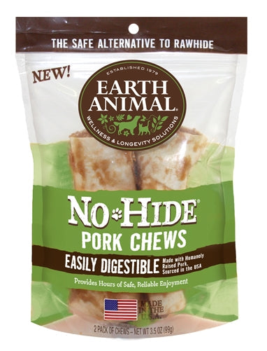 Earth Animal No Hide Pork Chews Dog Treats, 4 in, 2 ct