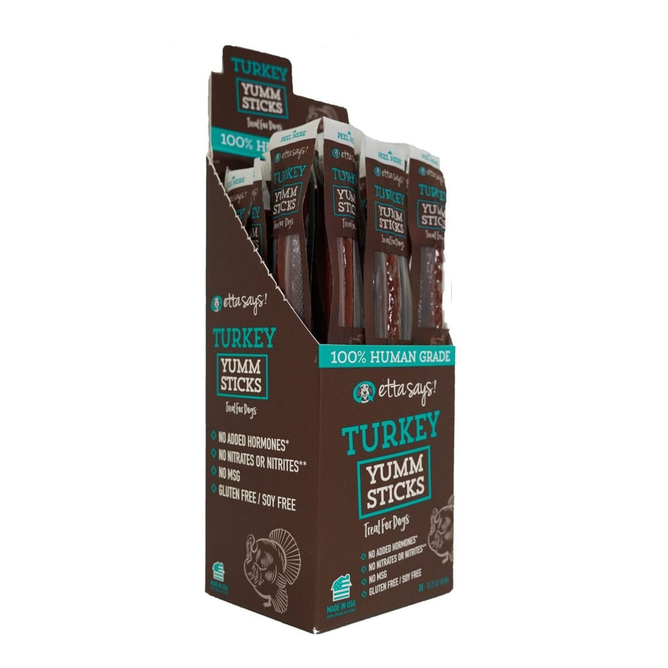 Etta Says! Turkey Yumm Sticks Dog Treat Display Box Turkey 24 ct