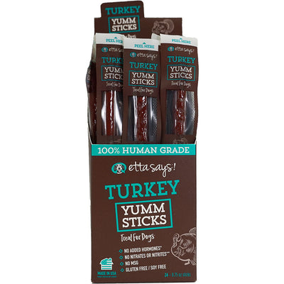Etta Says! Turkey Yumm Sticks Dog Treat Display Box Turkey 24 ct