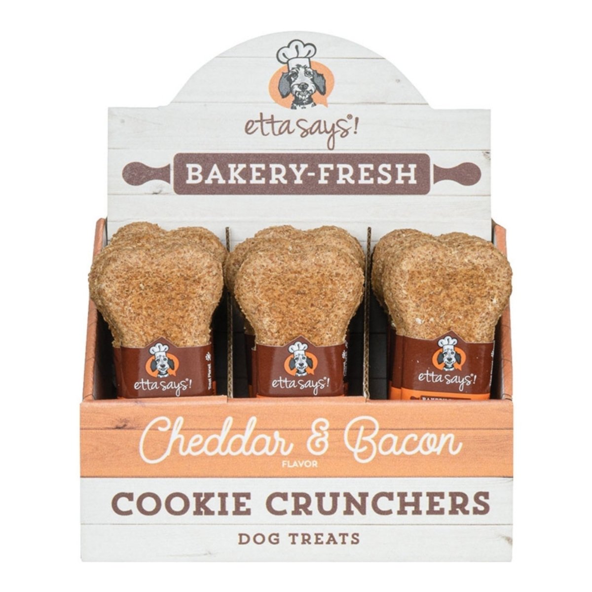 Etta Says! Cheddar & Bacon Cookie Crunchers Dog Treats 24ct - Pets Perfect