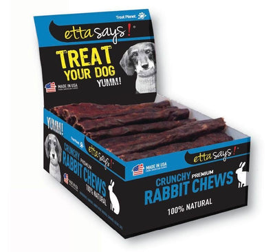 Etta Says! Rabbit rawhide chew sticks 4.5", Natural dog treat