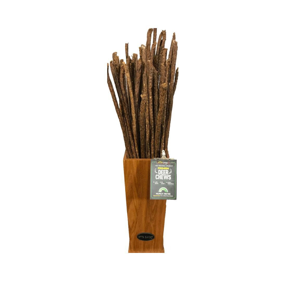Etta Says! Premium Deer Rawhide – 3 Foot Crunchy Chew | 54 - Kit Display - Pets Perfect