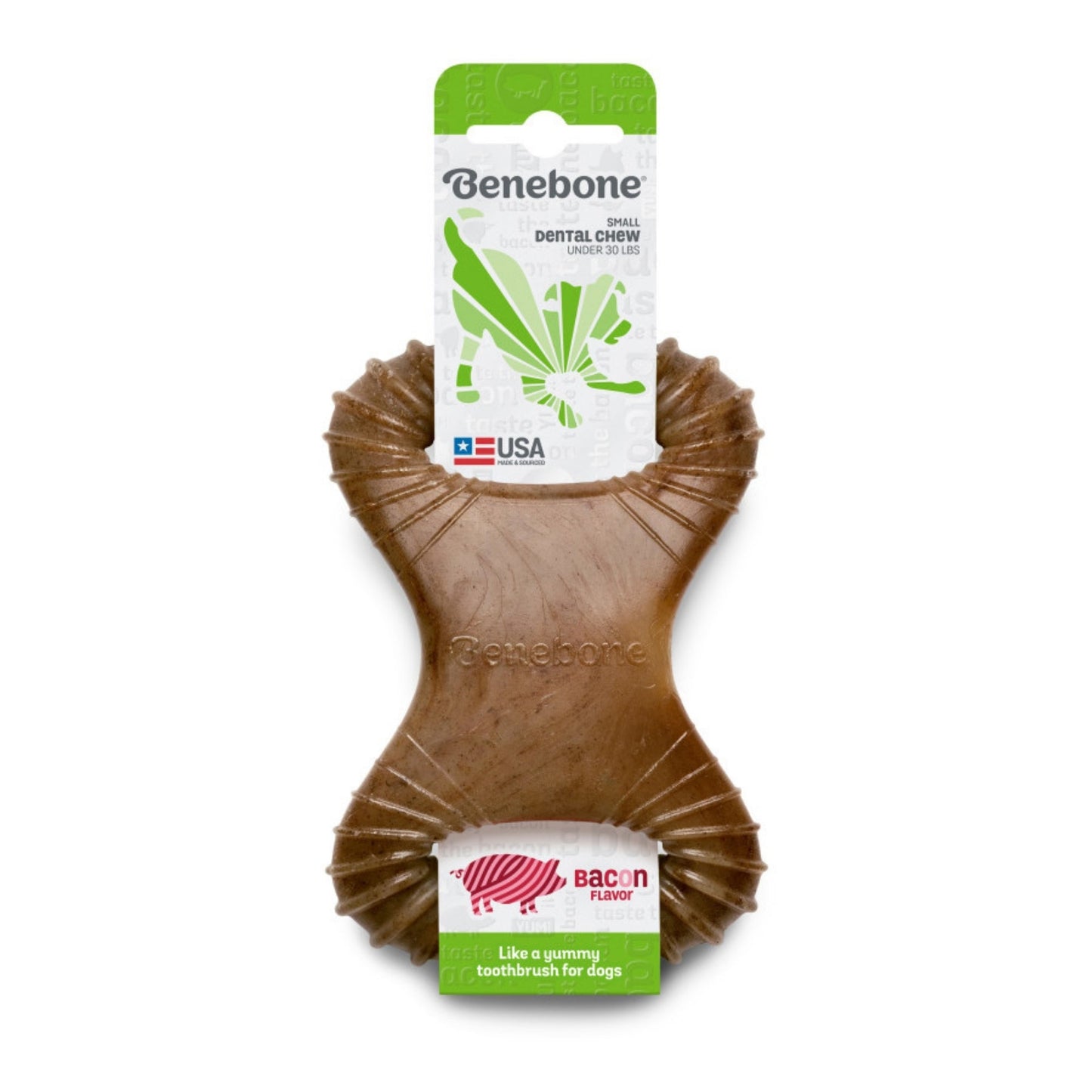 !Benebone Dental Chew Durable Dog Chew Toy Bacon, 1ea/SM