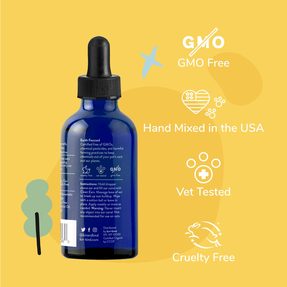 Kin+Kind Clean Ears 4 oz Organic Dog Ear Cleaner