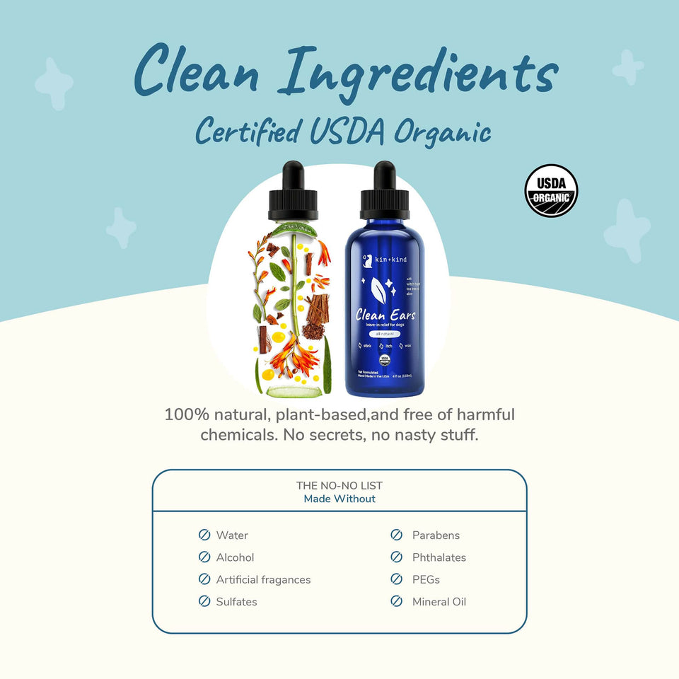 Kin+Kind Clean Ears 4 oz Organic Dog Ear Cleaner