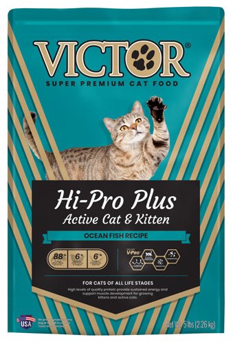 Victor Super Premium Dog Food Hi - Pro Plus Active Cat & Kitten Dry Cat Food Ocean Fish 5lb - Pets Perfect