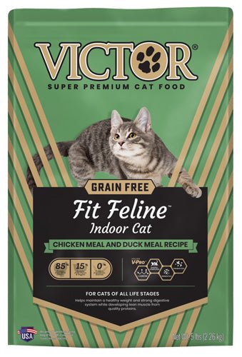 Victor Super Premium Dog Food Fit Feline Indoor Dry Cat Food Chicken & Duck 5lb - Pets Perfect