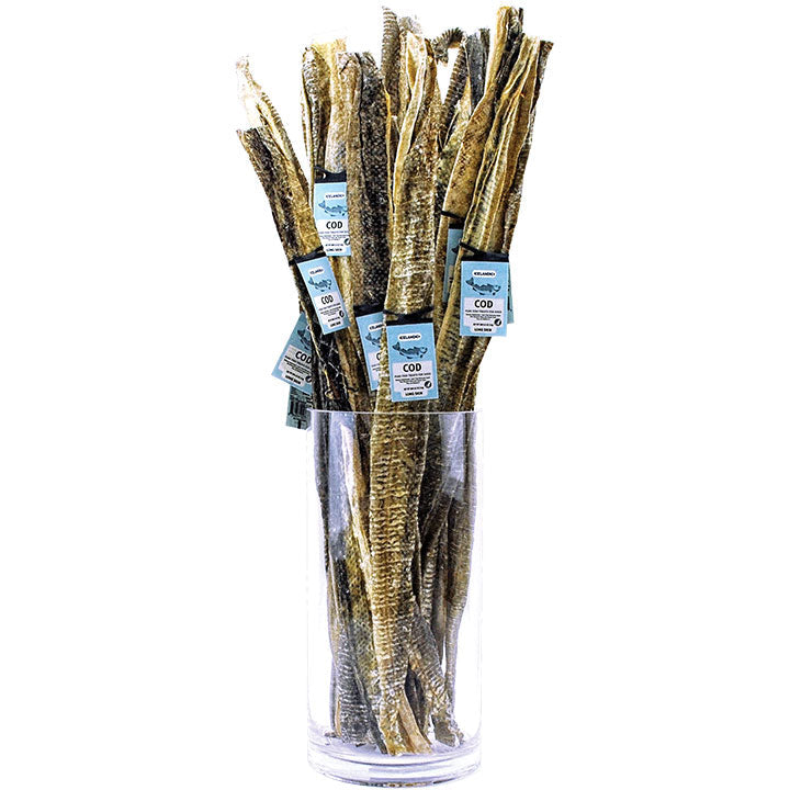 Icelandic Long Cod Skin Strips (20 Strips, Approx 1-lb)