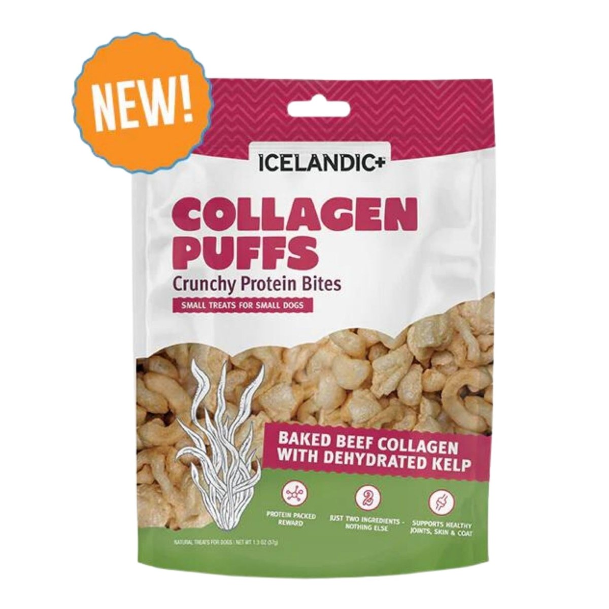 Icelandic Dog Collagen Puffs Bites With Kelp 1.3oz. - Pets Perfect