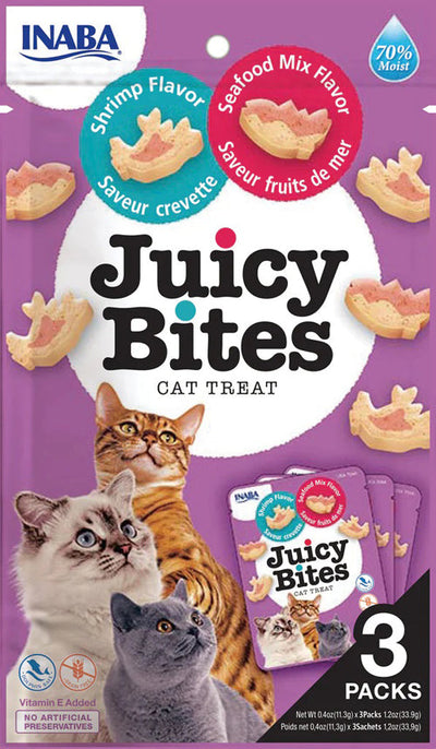 Inaba Cat Juicy Bites Shrimp Seafood, 1.2 oz (6 ct)