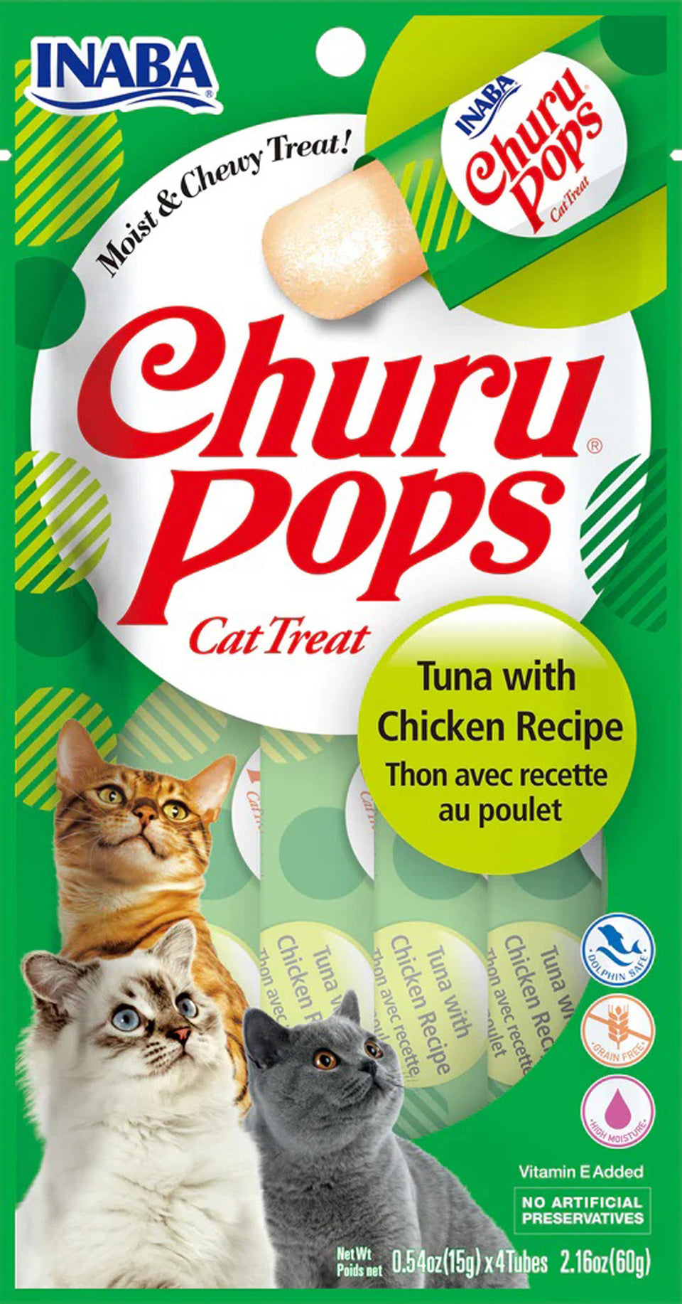 Inaba Churu Pop Tuna & Chicken Lickable Cat Treats, 2.16 oz each, Case of 6