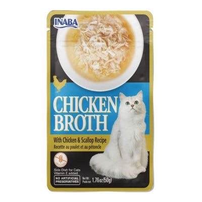 Inaba Chicken Broth Side Dish for Cats, Chicken and Scallop, 1.76 oz
