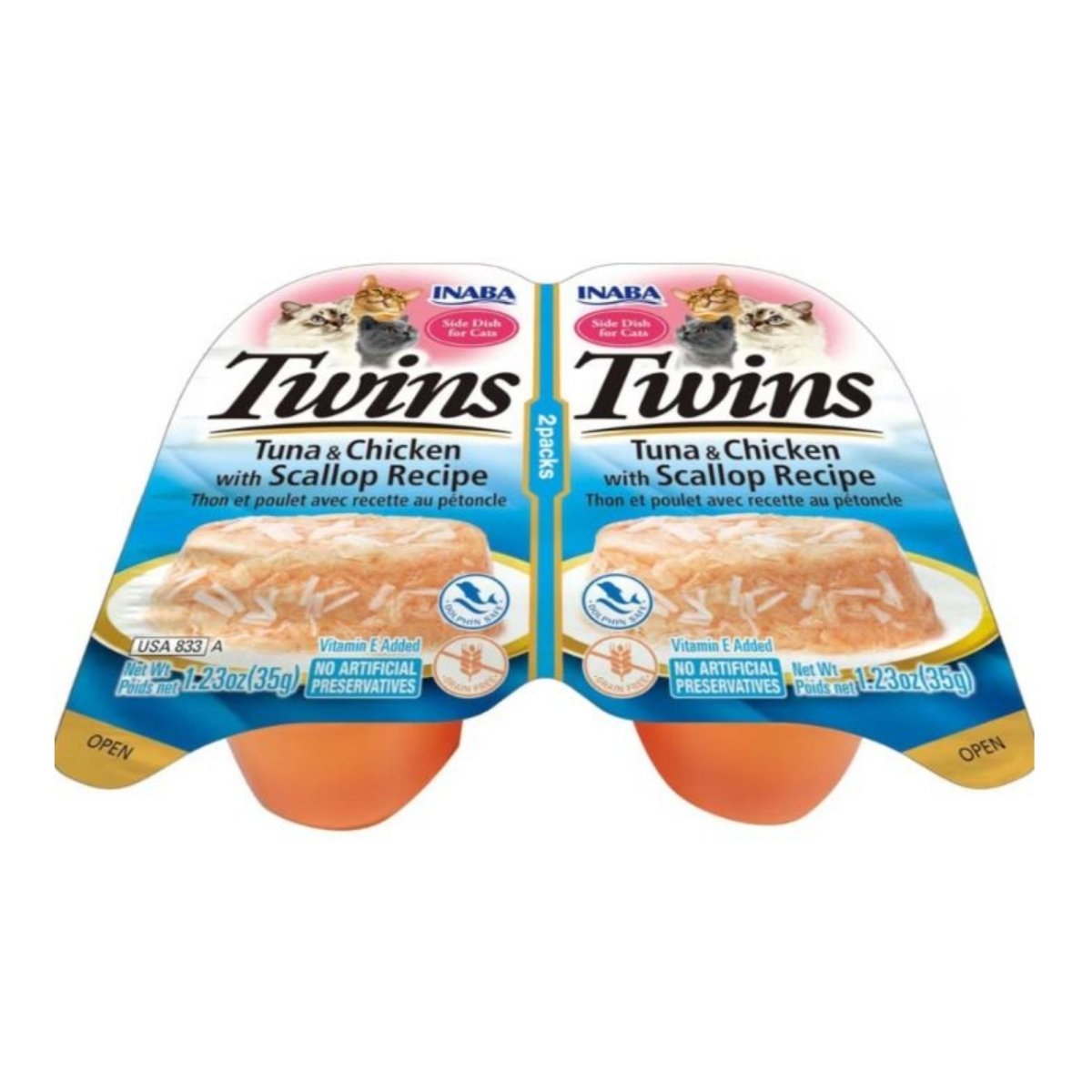 Inaba Twins Side Dish For Cats Tuna/Chiken/Scallop 1.23oz. - 2 Pk (Case of 6) - Pets Perfect