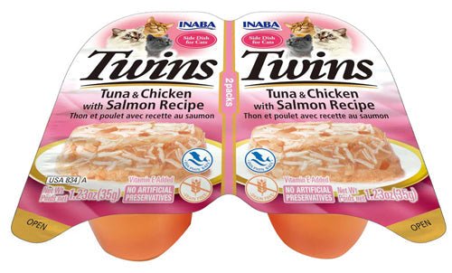 Inaba Cat Twin Cups Tuna Chicken Salmon 6Ct/2.46Oz - Pets Perfect