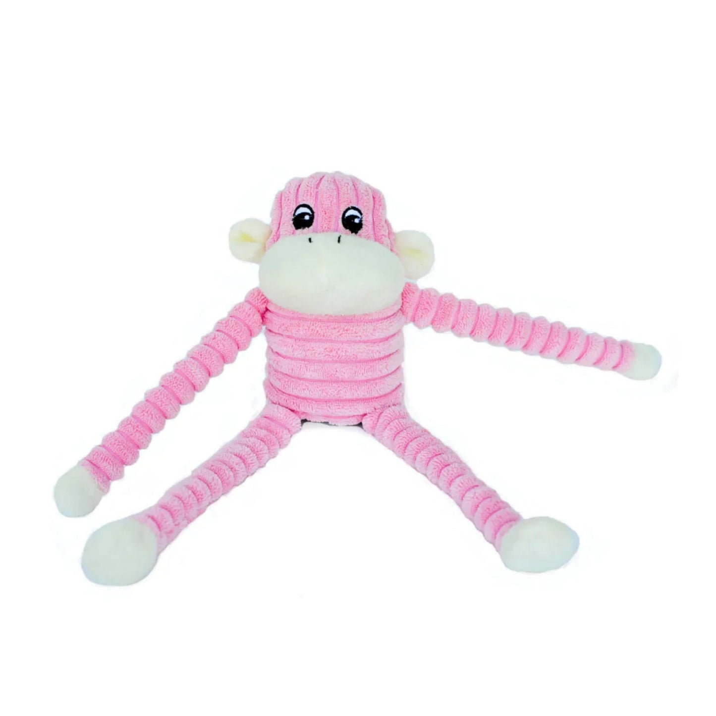 ZippyPaws Spencer the Crinkle Monkey Dog Toy, Pink, Small, view 3