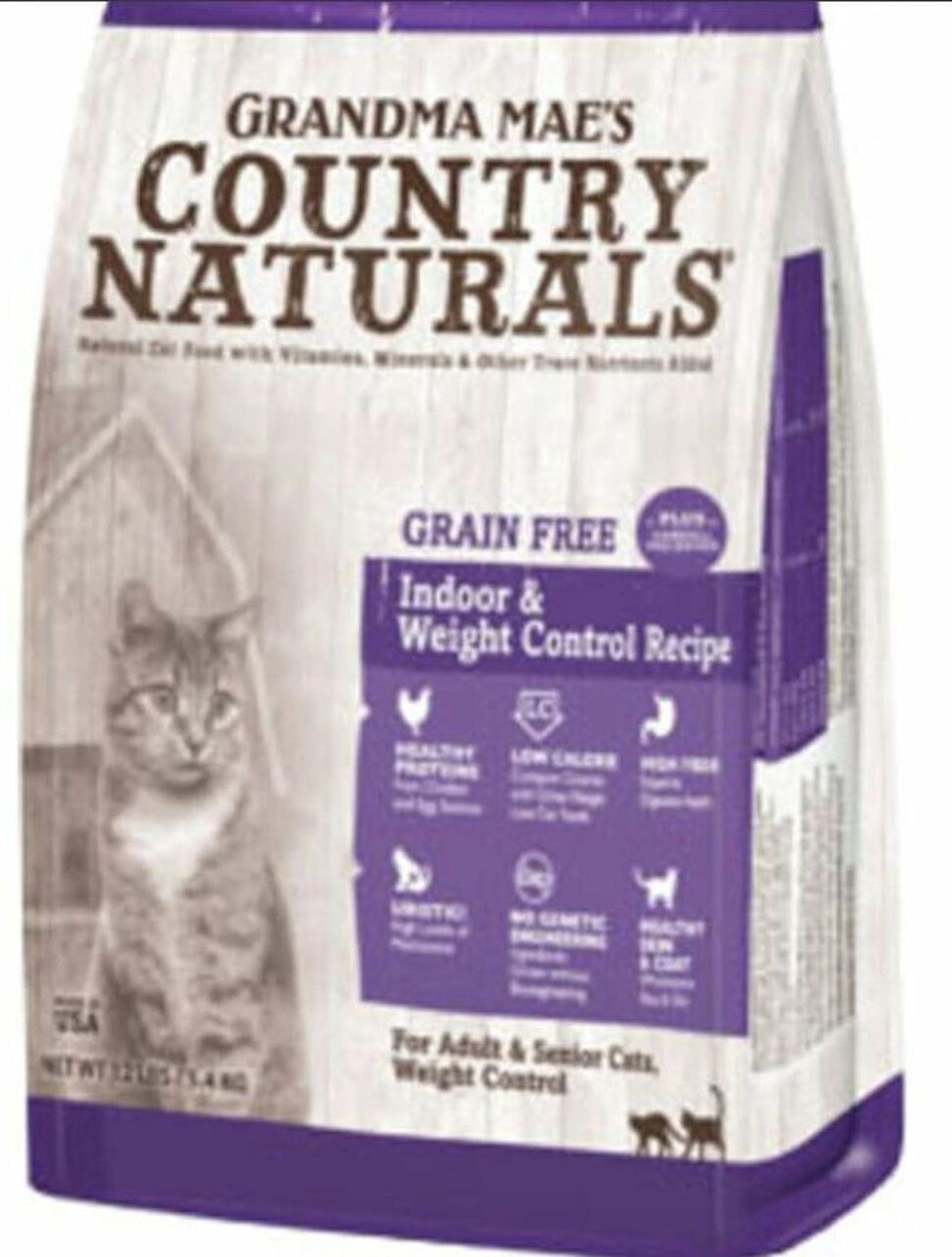 Grandma Mae's Country Naturals Indoor - Weight Control Hairball Dry Cat Food - Chicken, 9 oz each, Case of 18