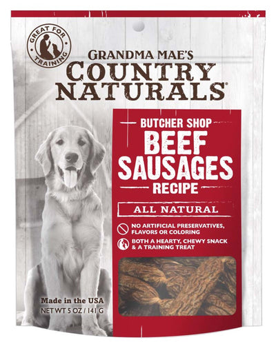 Grandma Mae's Country Naturals Grain-Free Beef Sausages Dog Treats, 5 oz