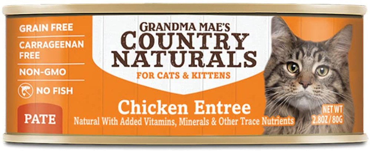 Grandma Mae's Country Naturals Grain Free Pate Wet Cat & Kitten Food Chicken 2.8oz 24pk - Pets Perfect