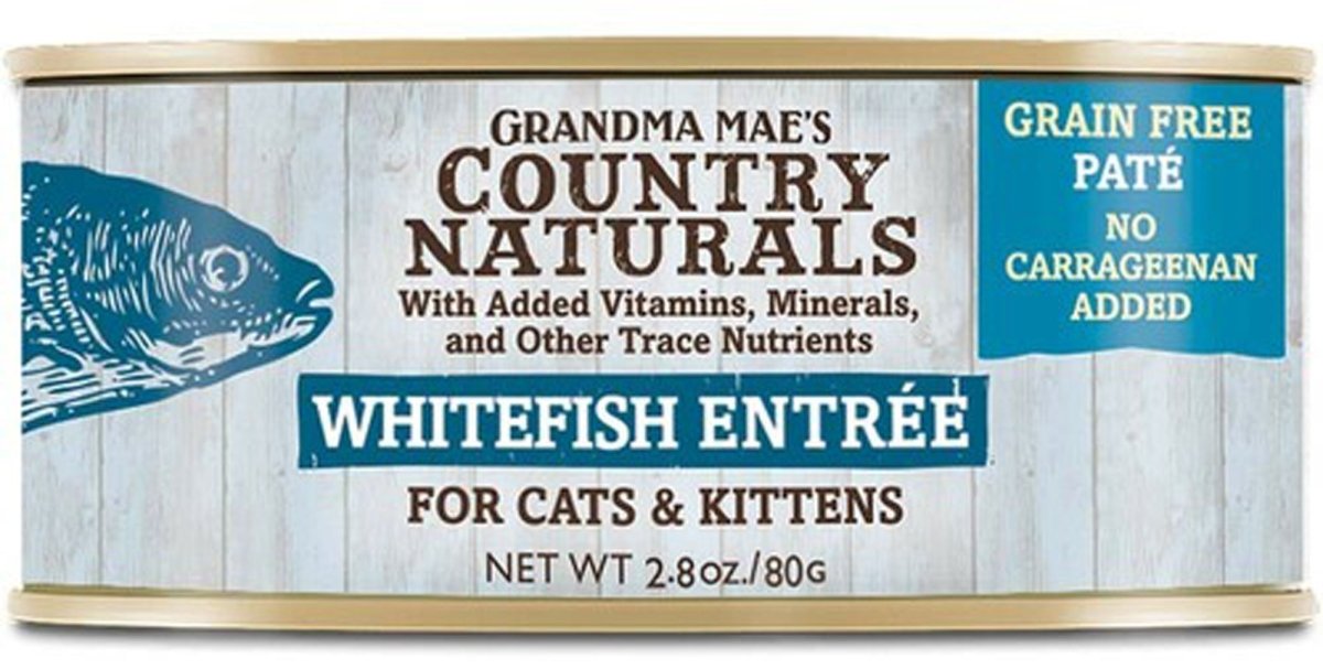 Grandma Mae's Country Naturals Grain Free Pate Wet Cat & Kitten Food Whitefish 2.8oz 24pk - Pets Perfect