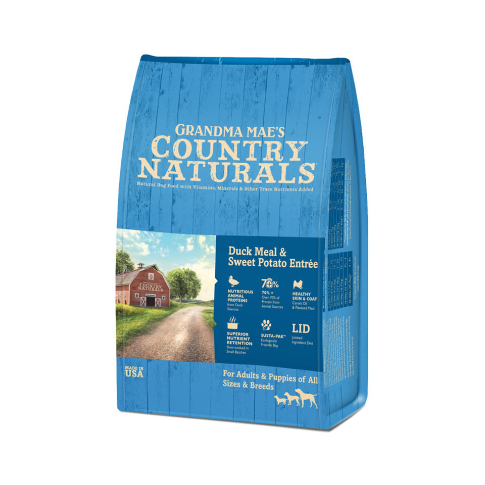 Grandma Mae's Country Naturals Dry Dog Food Duck Meal & Sweet Potato, 14 lb
