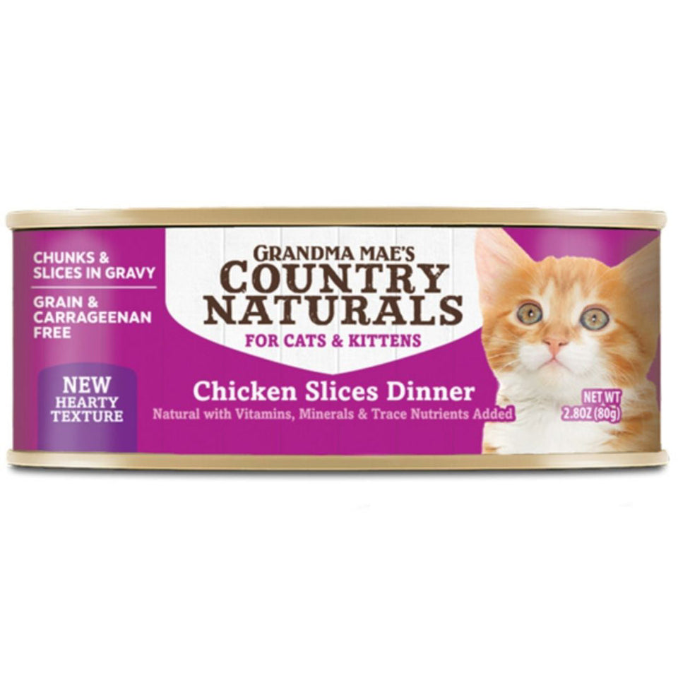 Grandma Mae's Country Naturals Slices in Gravy Dinner Canned Cat Food Chicken Slices 2.8 oz