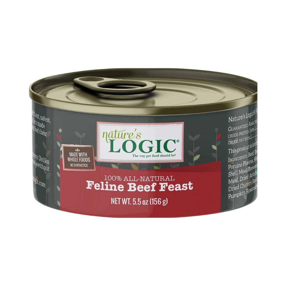 Nature's Logic Feline Beef Feast Grain-Free Wet Cat Food, 5.5 oz each, Case of 24