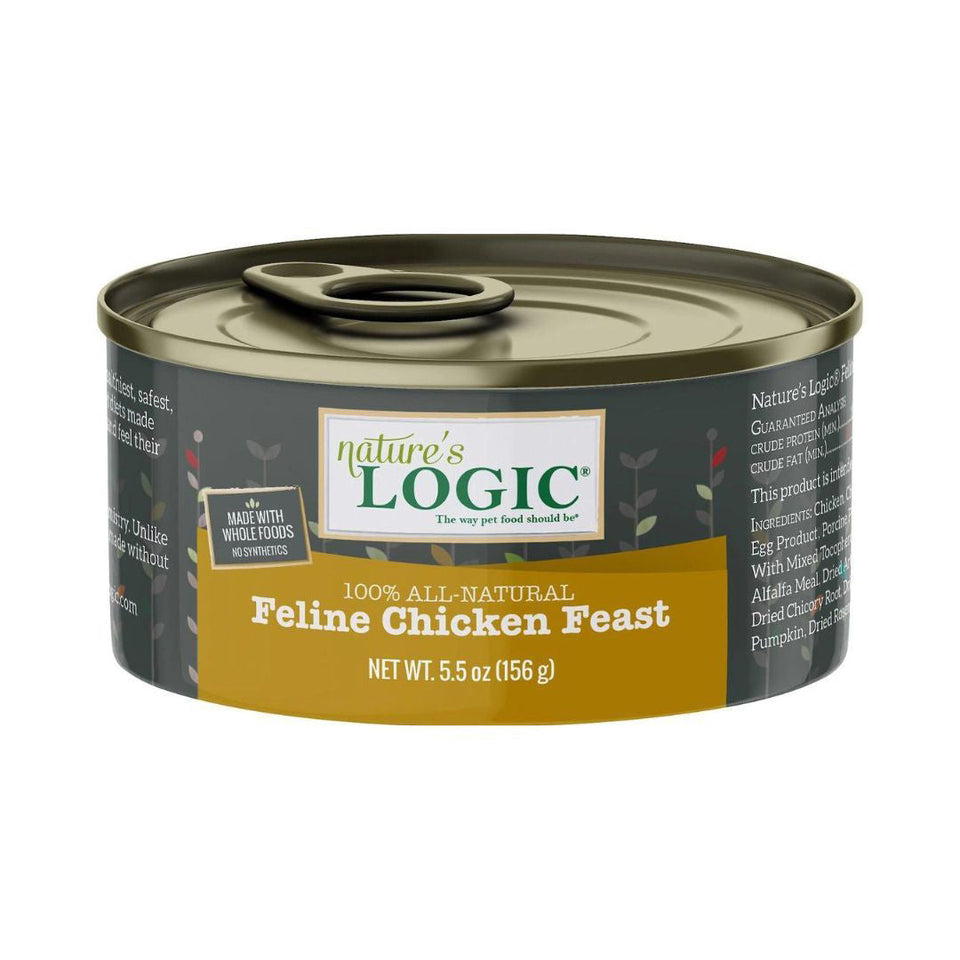 Nature's Logic Feline Chicken Feast Grain-Free Wet Cat Food, 5.5 oz each, Case of 24