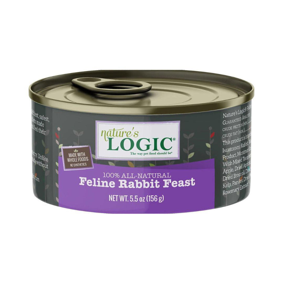 Nature's Logic Feline Rabbit Feast Grain-Free Wet Cat Food, 5.5 oz each, Case of 24