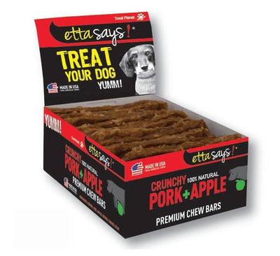 Etta Says! Pork apple rawhide chew bars, Natural dog treat