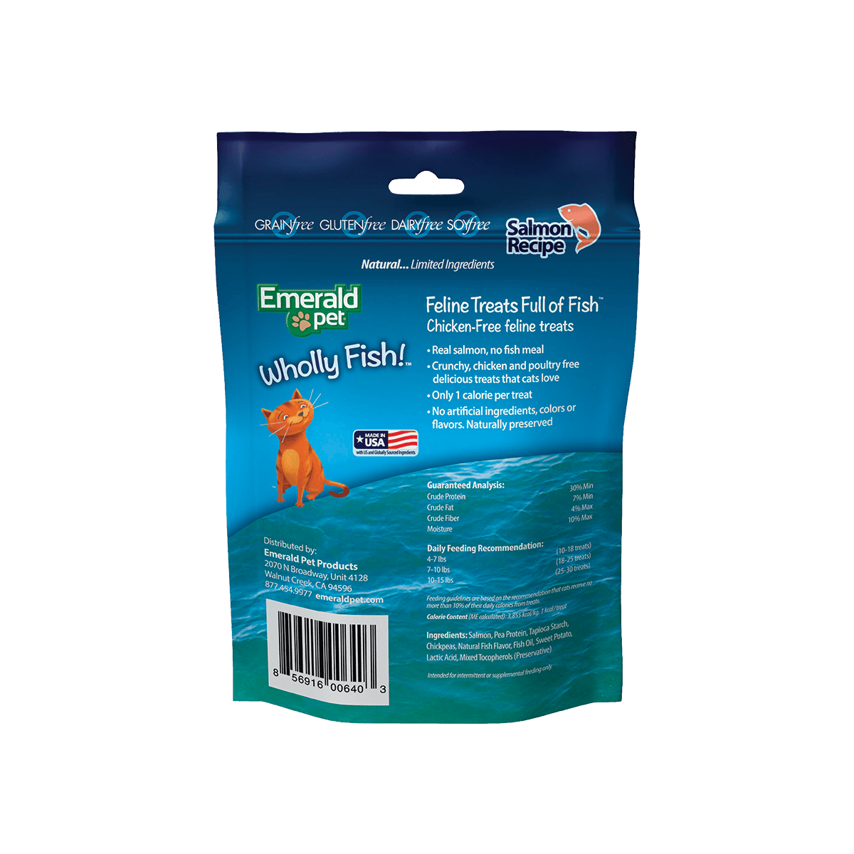 Emerald Pet Wholly Fish! Crunchy Cat Treats Salmon 1ea/3 oz - Pets Perfect