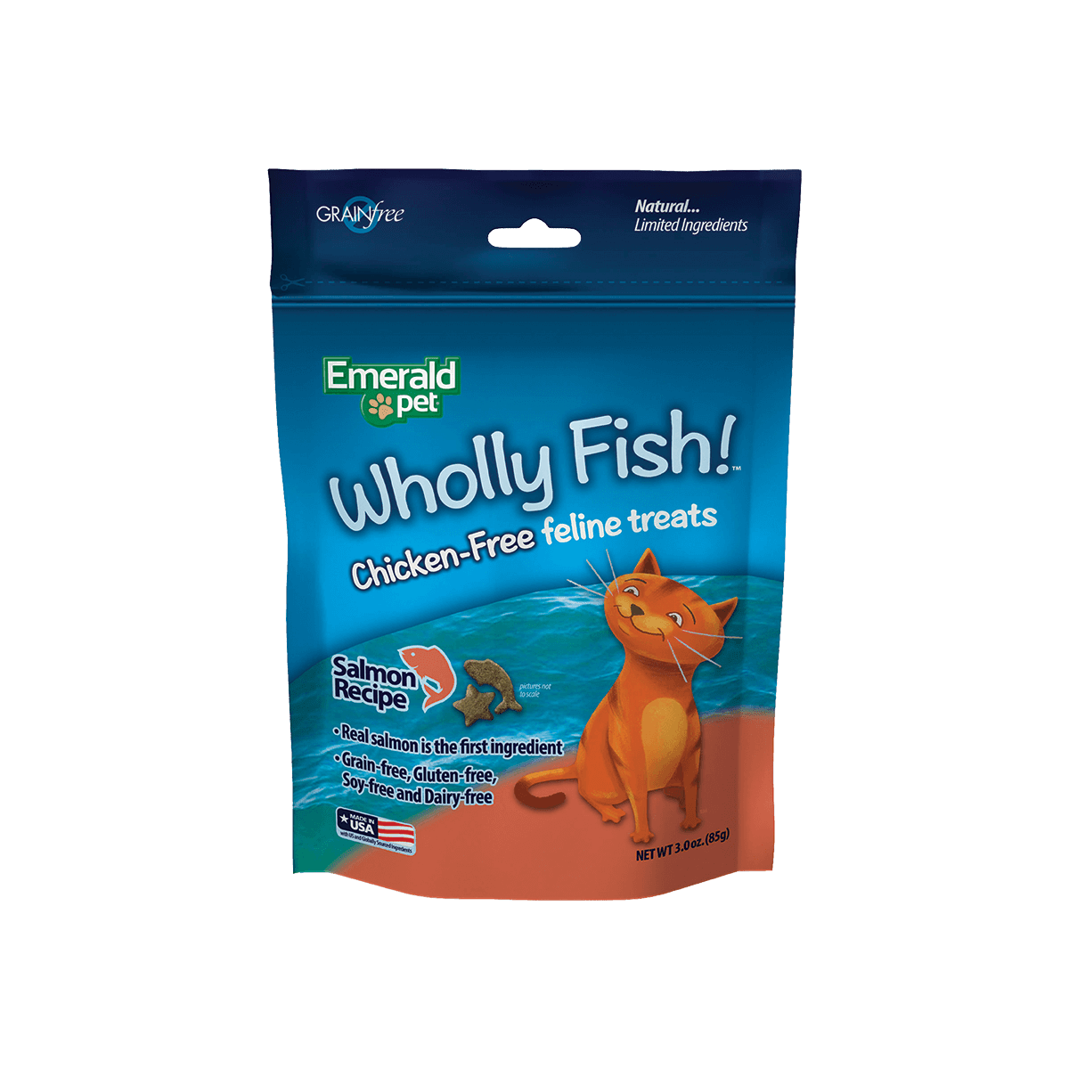 Emerald Pet Wholly Fish! Crunchy Cat Treats Salmon 1ea/3 oz - Pets Perfect