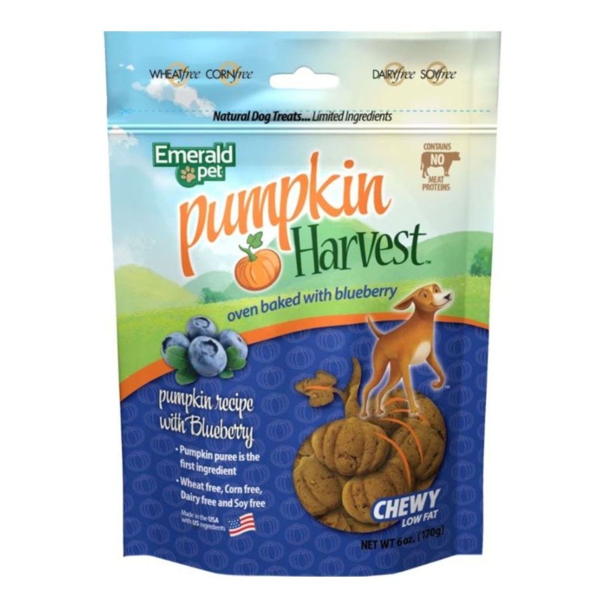Emerald Pet Pumpkin Harvest Chewy Dog Treats Pumpkin/Blueberry 6oz. - Pets Perfect