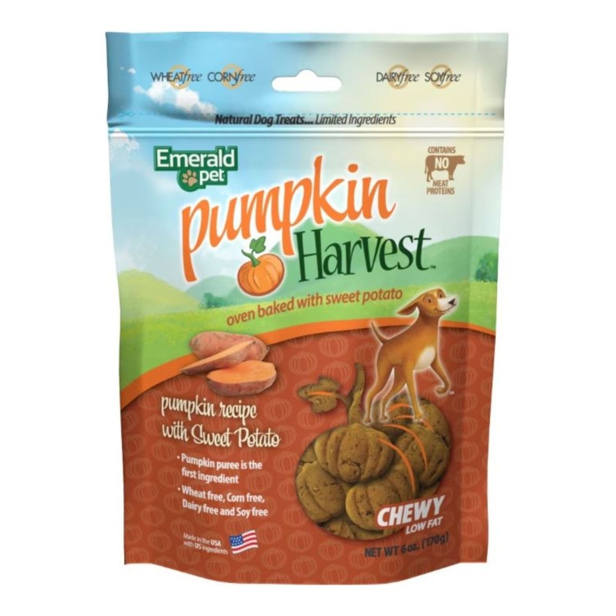 Emerald Pet Pumpkin Harvest Chewy Dog Treats Pumpkin/Sweet Potato 6oz. - Pets Perfect
