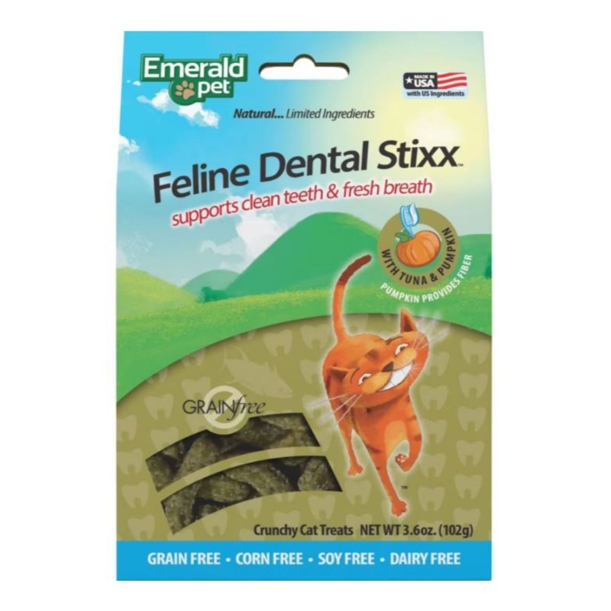 Emerald Pet Feline Dental Stixx Cat Treats Tuna 3.6oz - Pets Perfect