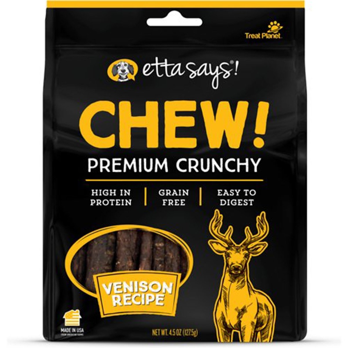 Etta Says! Premium Venison Rawhide – Grain - Free Crunchy Chew | 4.5 oz Bag - Pets Perfect