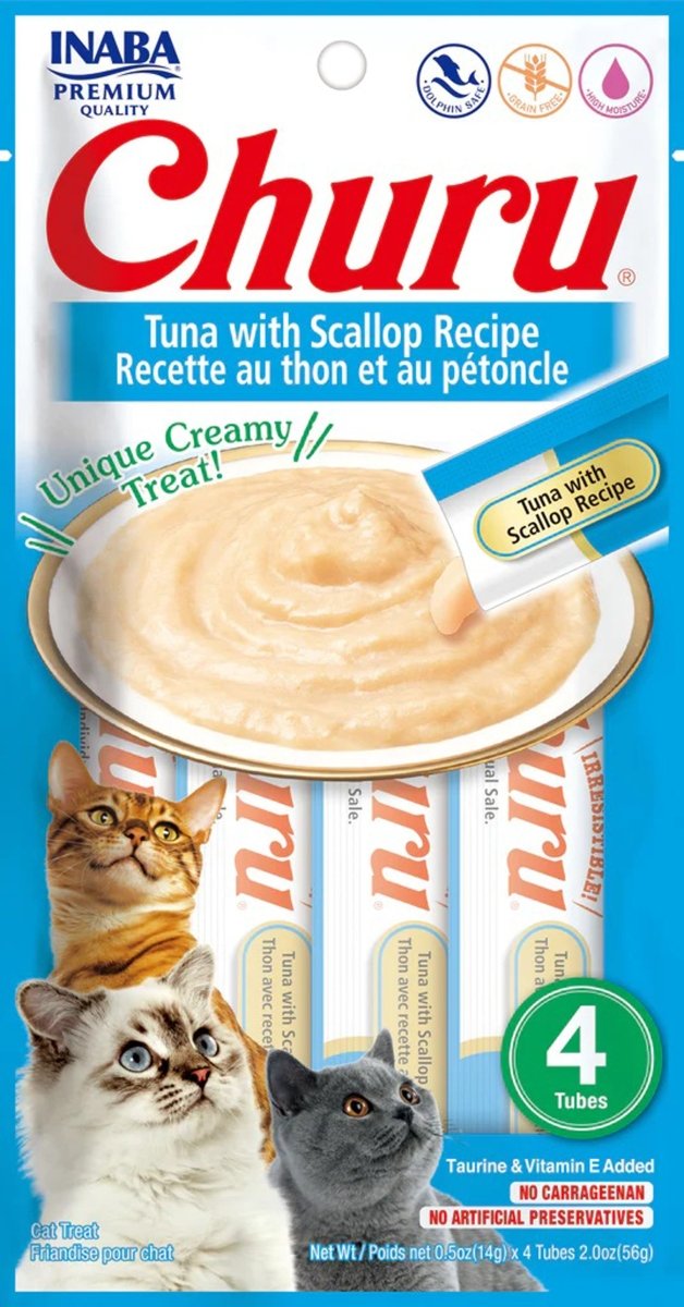 Inaba Cat Churu Puree Tuna Scallop 0.52Oz/6Ct - Pets Perfect