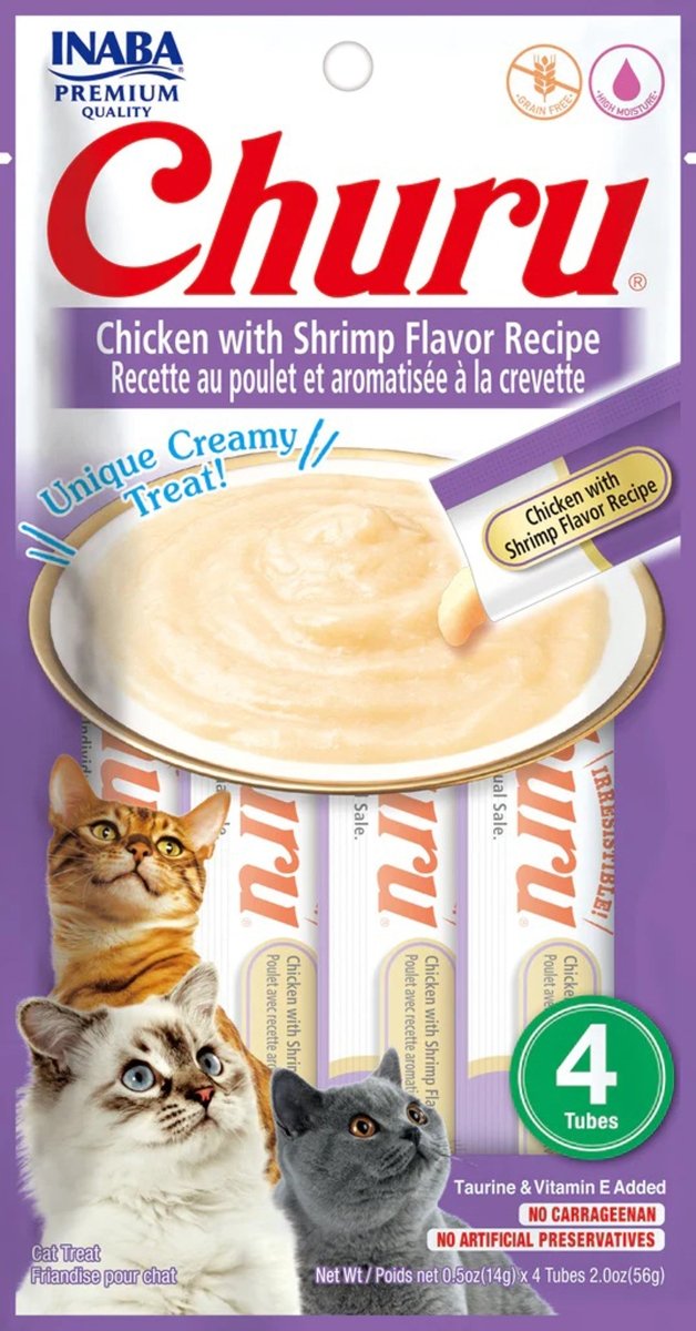 Inaba Cat Churu Puree Chicken Shrimp 0.52Oz/6Ct - Pets Perfect