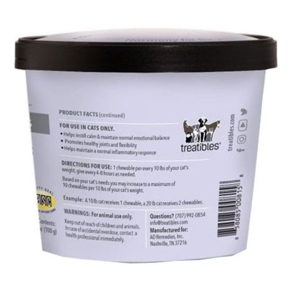 Treatibles Hemp Soft Chewables For Cats Chicken 100 Ct - Pets Perfect