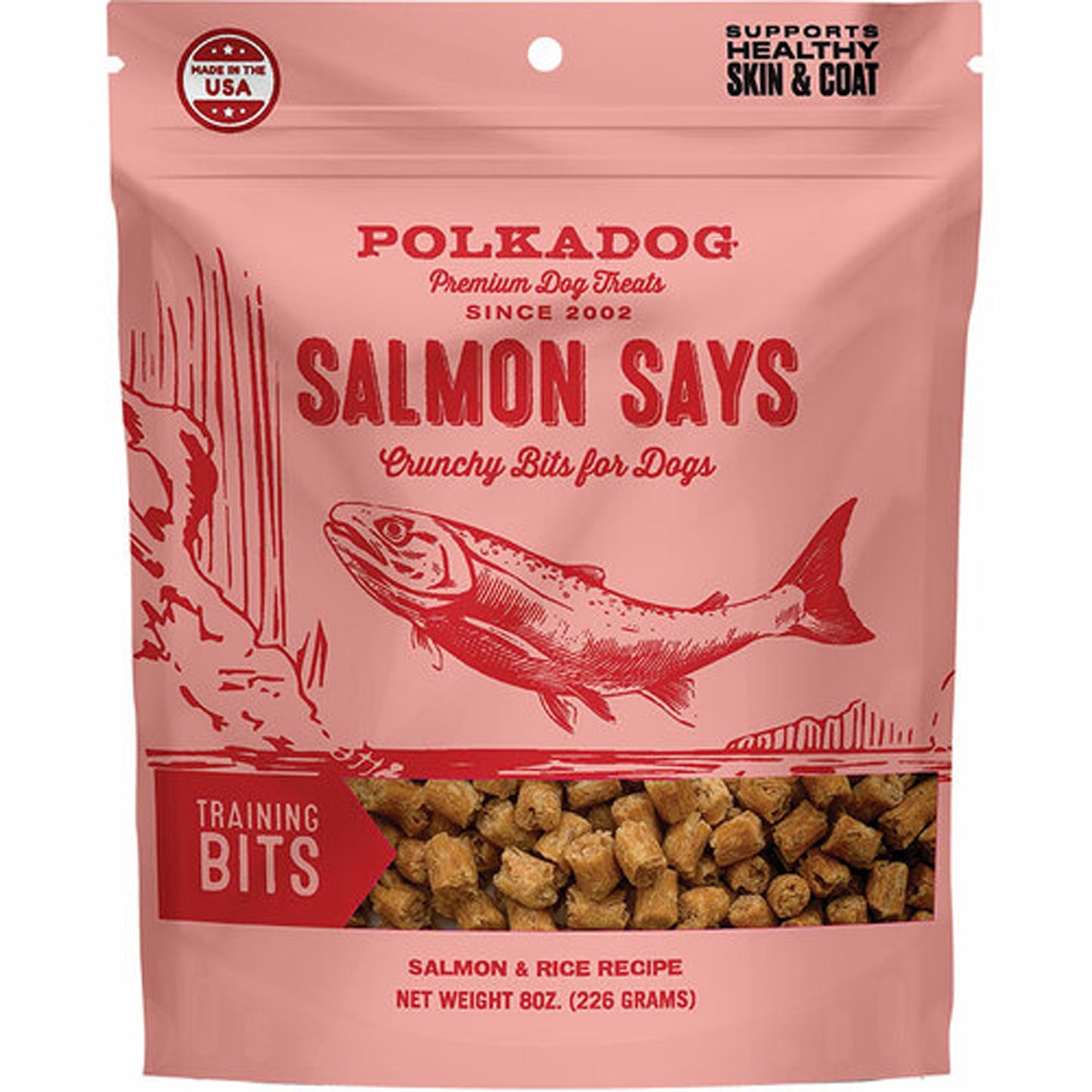 Polka Dog Bakery Dog Salmon Says Training Bits 8 oz. Pouch