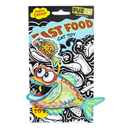 Fuzzu Fast Food - Fish and Taco Cat Toy - Pets Perfect