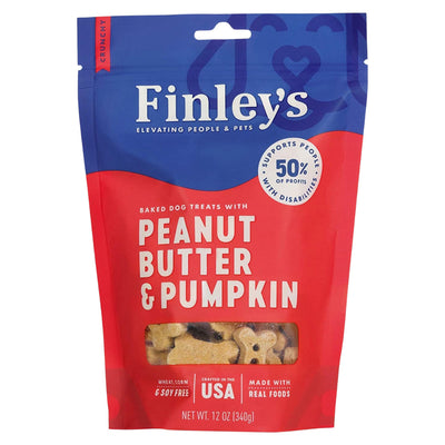 Red pouch of peanut butter and pumpkin crunchy dog biscuits, 12 oz