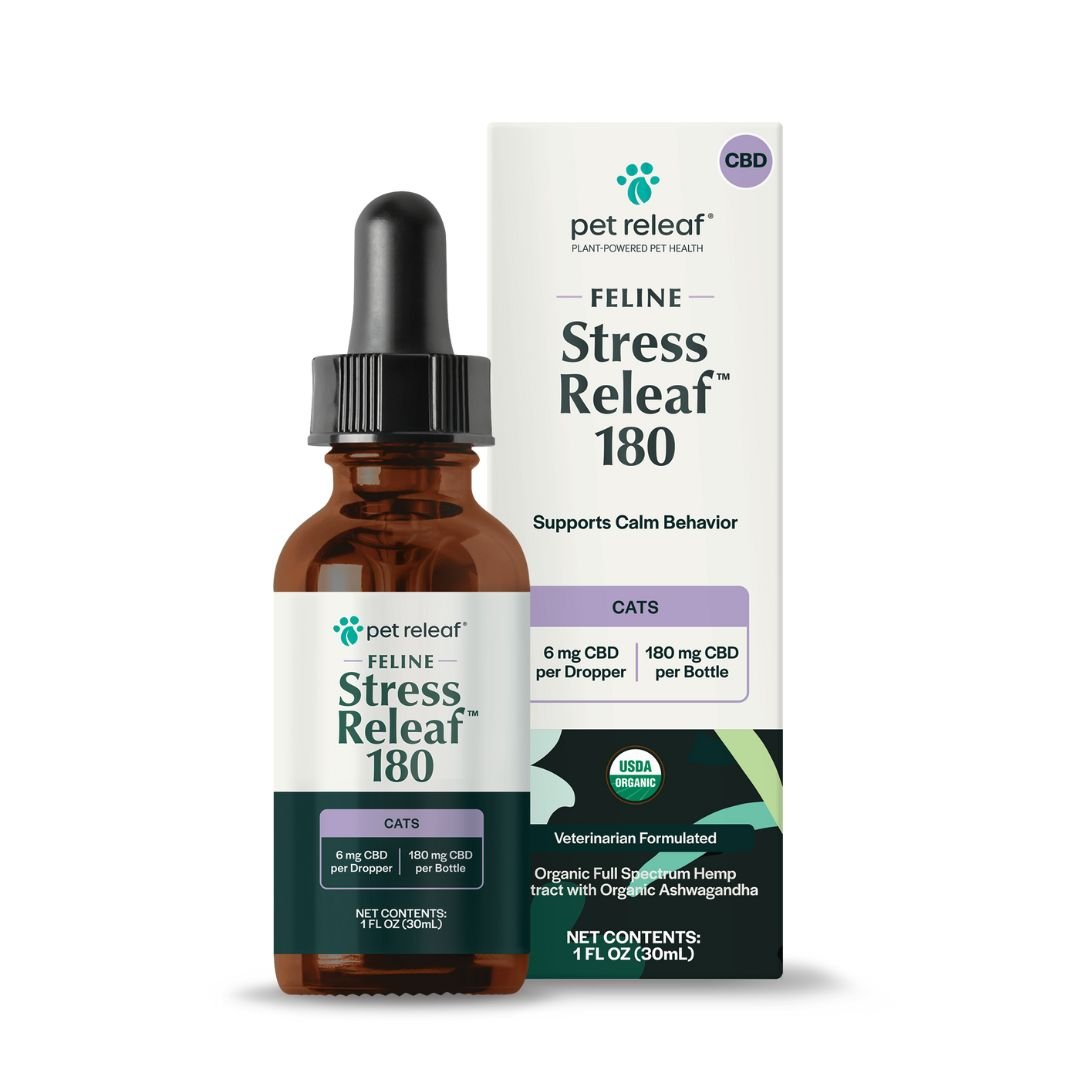 Pet Releaf Feline Stress Organic Hemp Oil CBD 180mg - Pets Perfect