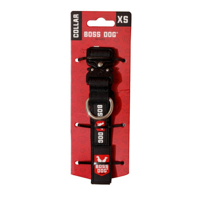 Boss Dog Tactical Adjustable Dog Collar Black, X-Small, 11-14 in