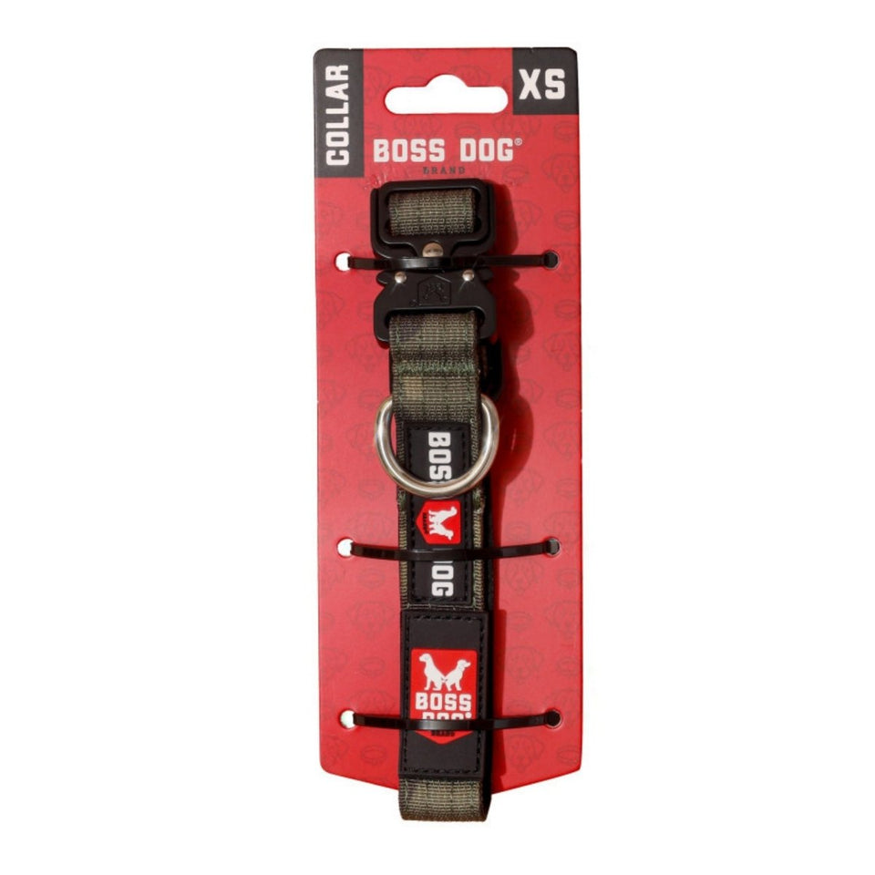 Boss Dog Tactical Adjustable Dog Collar Green Camo, X-Small, 11-14 in