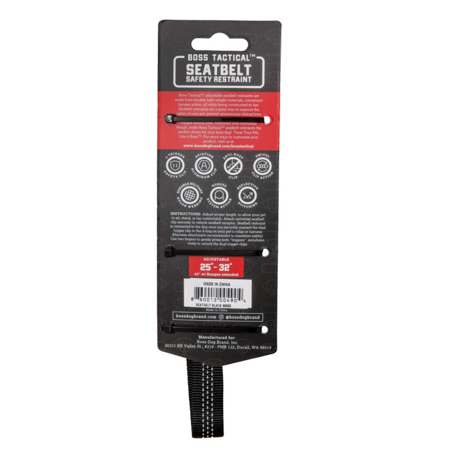Boss Dog Tactical Seatbelt with Bungee Black, 25-32 in, view 2