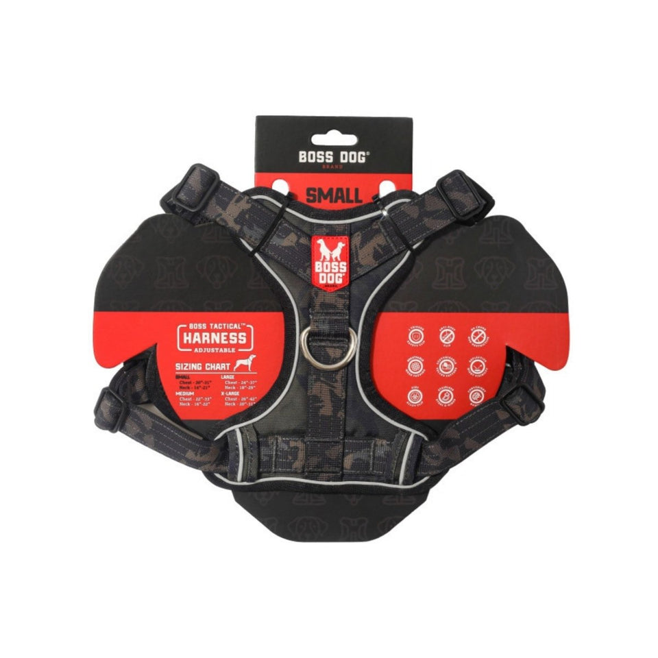 Boss Dog Tactical Dog Harness Black Camo, Small