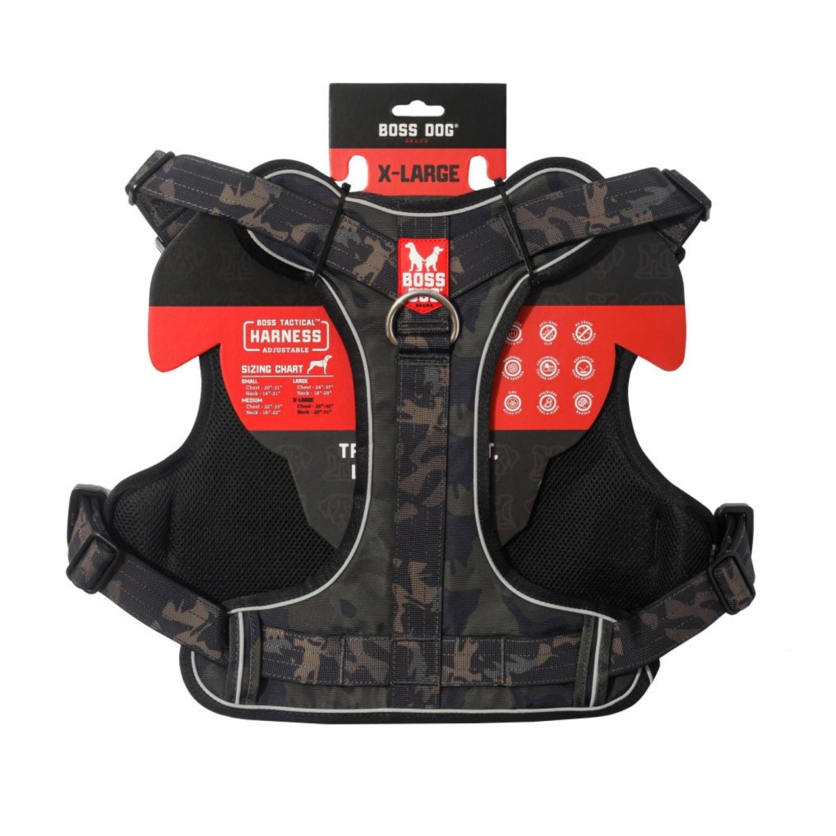 Boss Dog Tactical Dog Harness Black Camo, 1ea/XL - Pets Perfect
