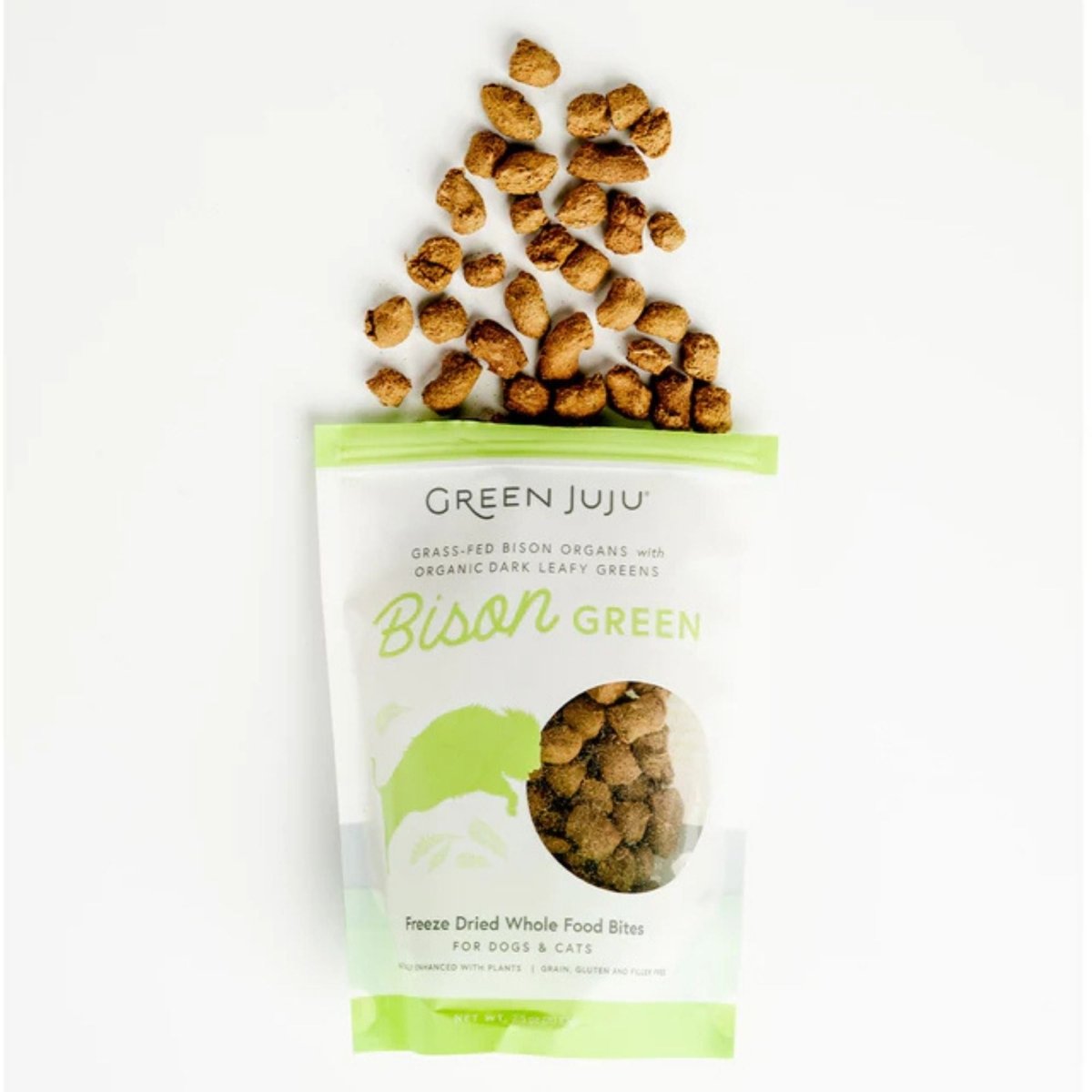 Green Juju Dog & Cat Freeze - Dried Grain Free Whole Food Bite Bison Green Toppers 6oz. - Pets Perfect