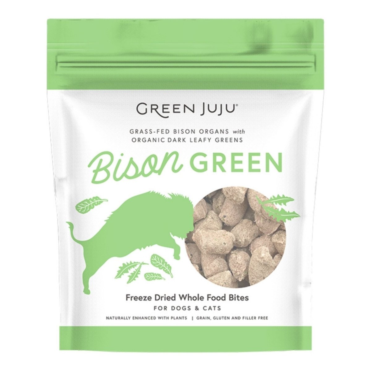 Green Juju Dog & Cat Freeze - Dried Grain Free Whole Food Bite Bison Green Toppers 6oz. - Pets Perfect