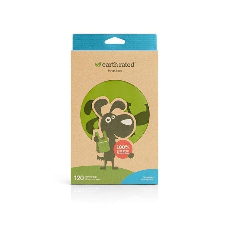 Earth Rated Dog Poop Bags Unscented With Handle, 120 ct
